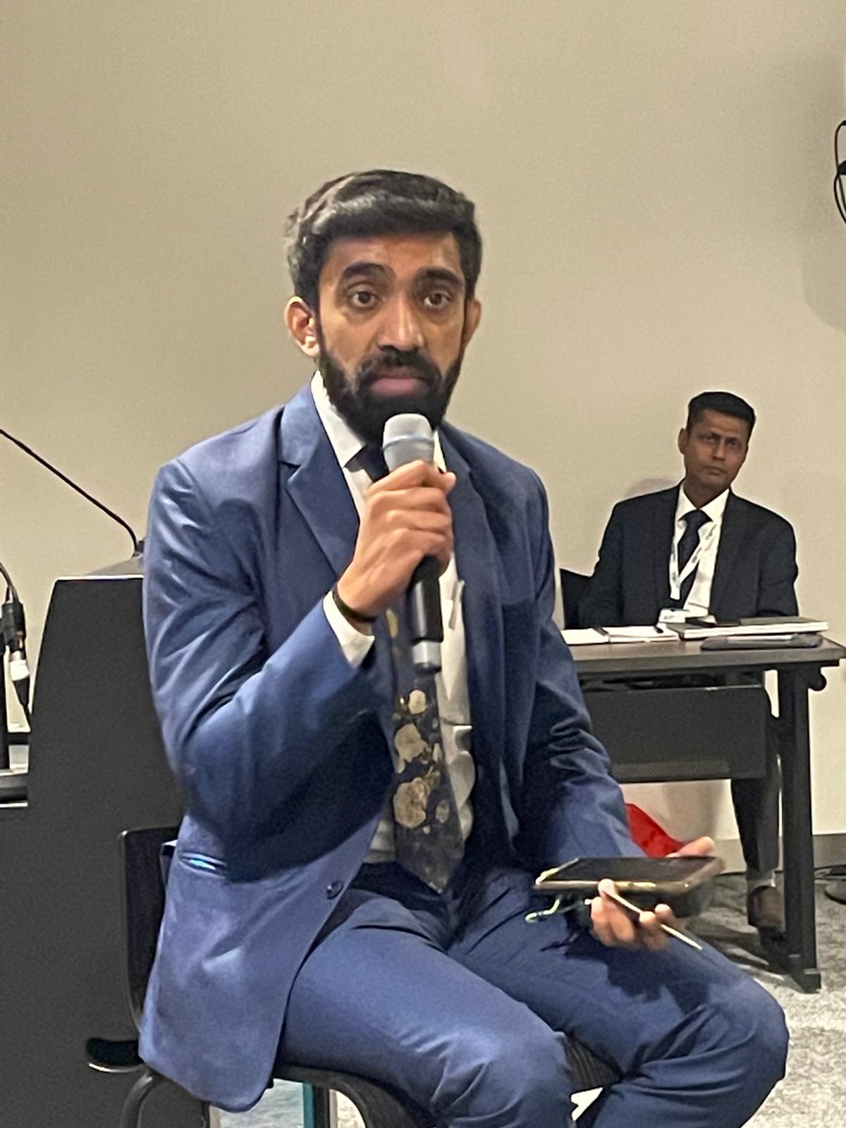 Nishaanth Balashanmugam moderating one of over ten sessions in close collaboration with the Indian government and companies.