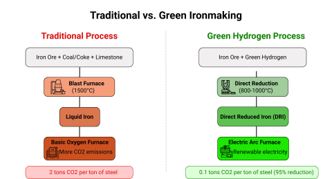 Comparison of Traditional and Green Ironmaking Processes